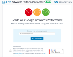Page de destination pour le "Performance Grader" de WordStream